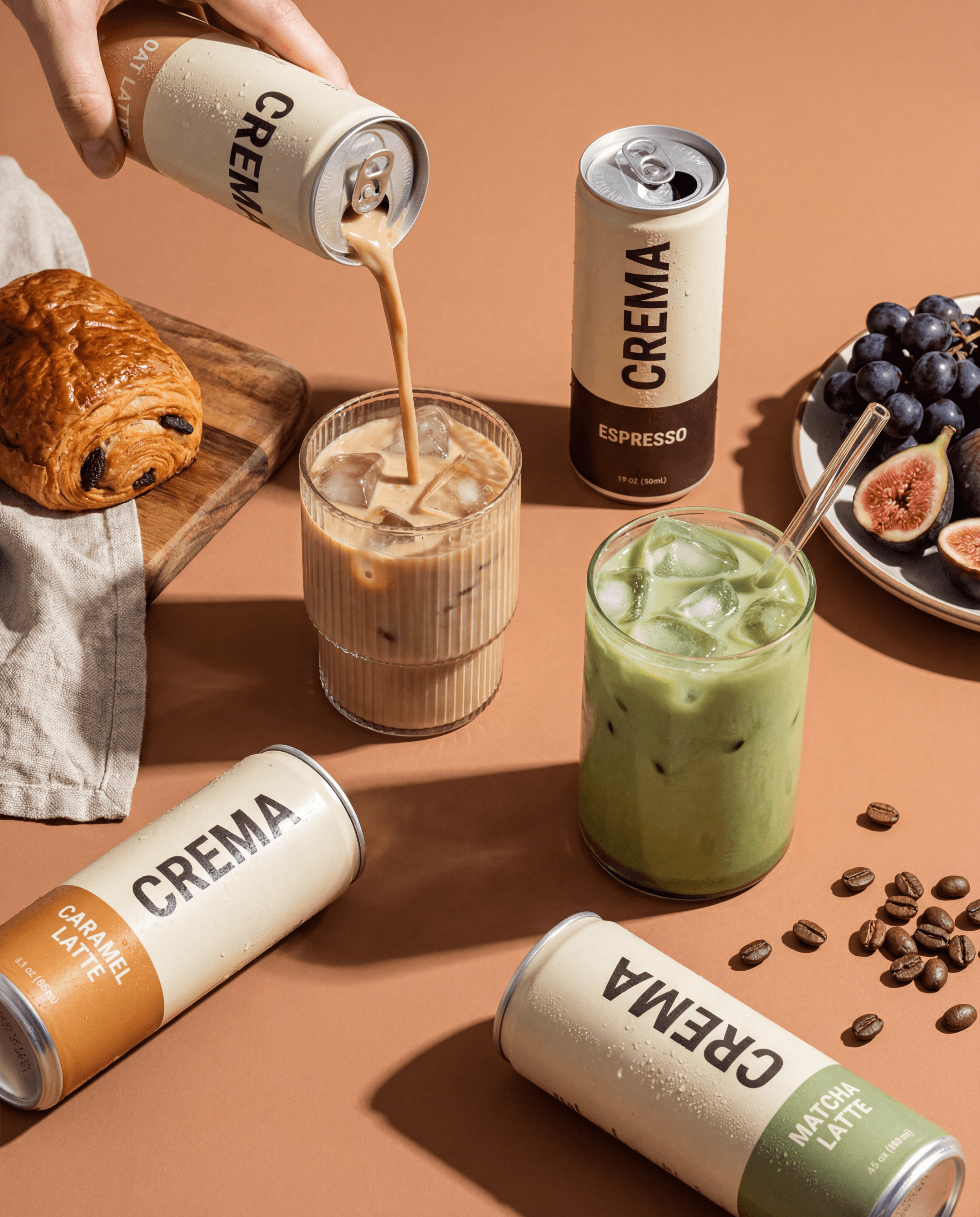 AI-generated editorial coffee product photo with lifestyle composition